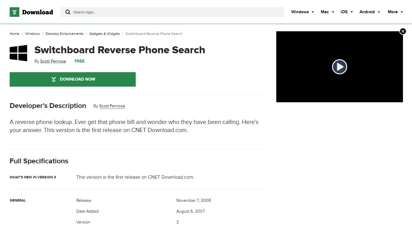 Switchboard Reverse Phone Search - CNET Download